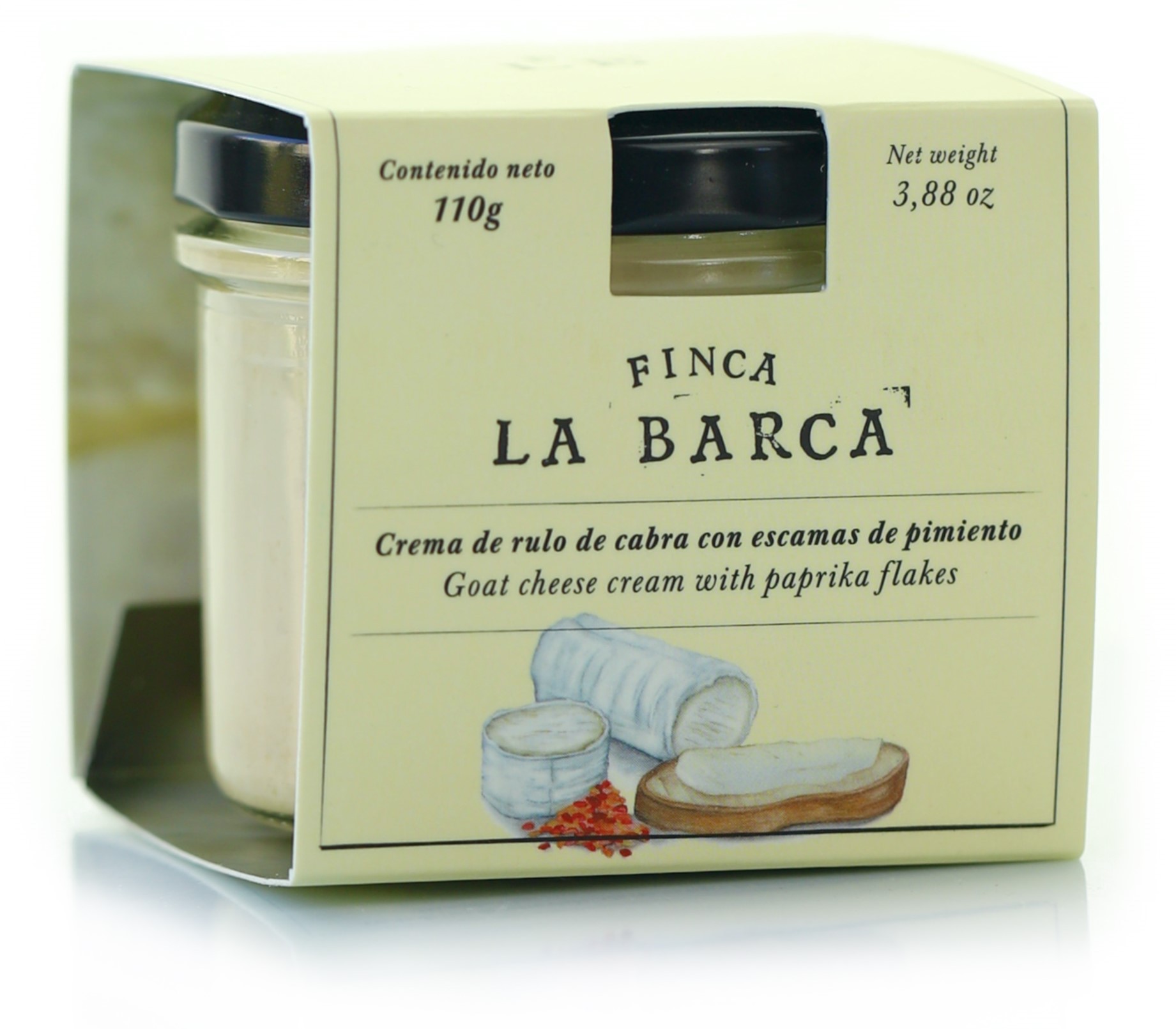 Crema de Queso Rulo de Cabra con Escamas de Pimiento Ahumado de Finca La Barca
