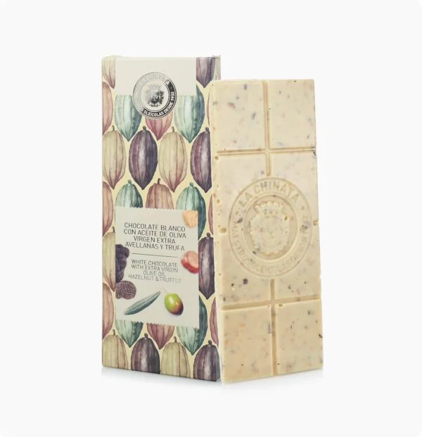 Chocolate Blanco con Aceite de Oliva Virgen Extra, Avellanas y Trufa de "La Chinata"